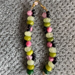 Watermelon vibes- Gemstone Beaded Earrings with 18k gold